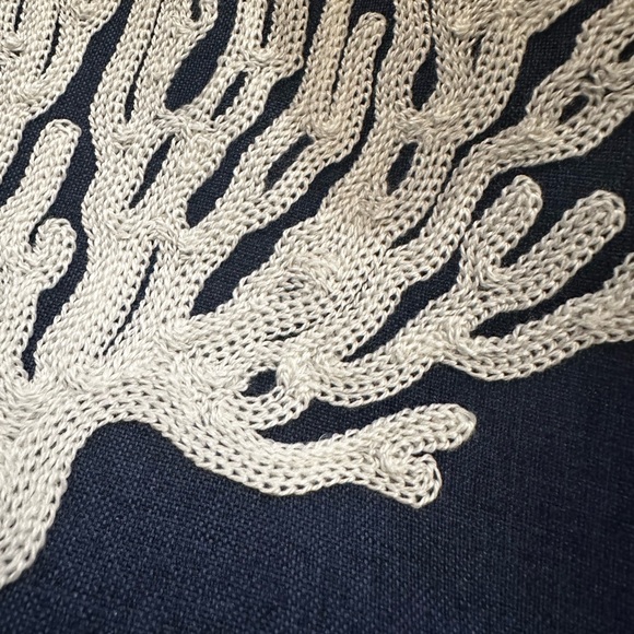 NEW - Embroidered Coral Ocean Life Beachy Statement Throw Pillow Slip Cover - Picture 3 of 4